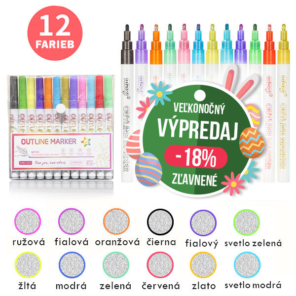 Sada farbiacich pier so strieborným kontúrom magi®