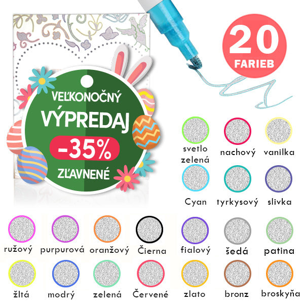 Sada farbiacich pier so strieborným kontúrom magi®
