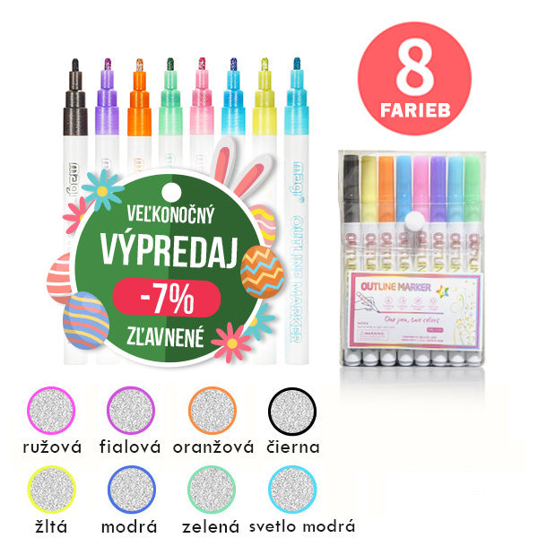Sada farbiacich pier so strieborným kontúrom magi®